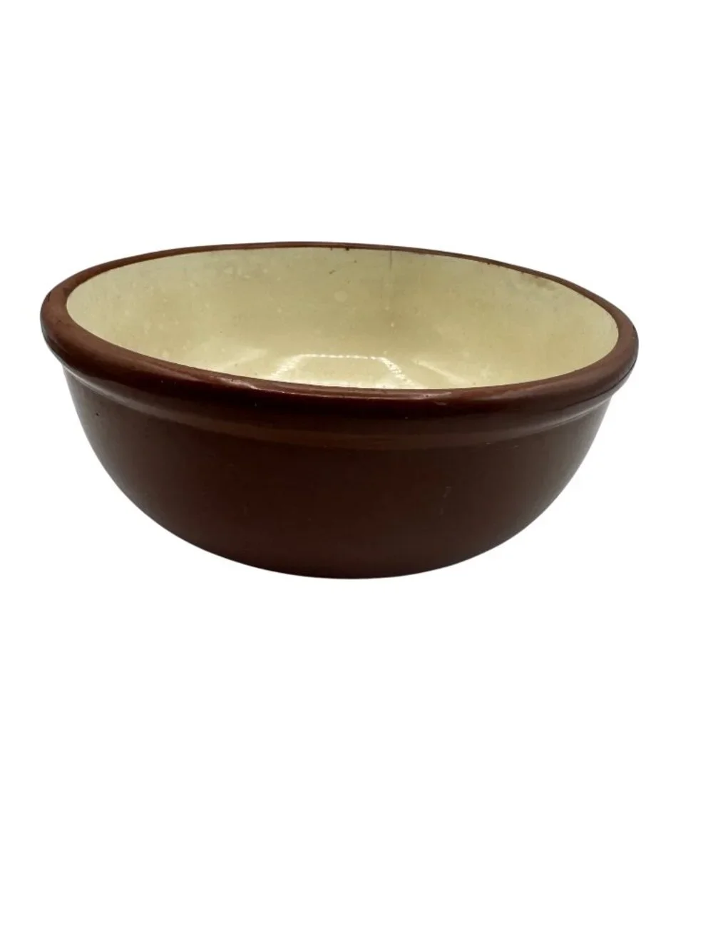 Vintage Weller Pottery Ceramic Mixing Bowl With Brown Exterior & Cream Interior